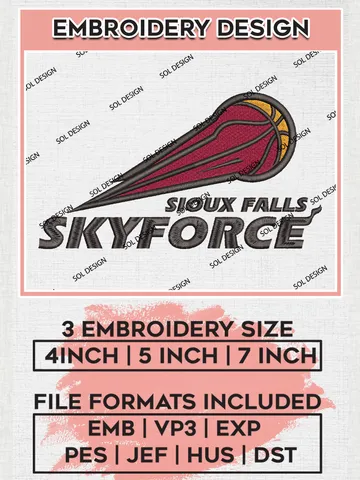 NBA G League Sioux Falls Skyforce Team Logo Embroidery Designs, NBA G League Team Embroidery Files, Basketball Machine Embroidery Designs, NBA Sioux Falls Skyforce Team Logo, Sport Machine Embroidery Design, Digital Download $5.99