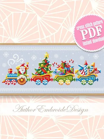 Christmas train cross stitch pattern PDF download Merry Christmas cross stitch, Winter holiday cross stitch chart, Santa train ornament #N96 $6.90