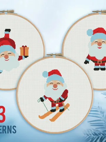 Bundle of 3 Santa Claus Cross stitch pattern | Embroidery Pattern | Instant Download | Embroidery Designs $10.00