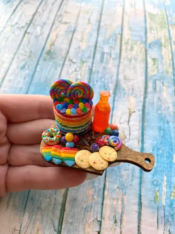 Magnet Miniature Rainbow Charcuterie Board with Polymer clay Souvenir $22.00