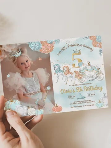 DIY Cinderella Birthday Invitation; Girl Birthday Princess; Princess Cinderella Royal Ball;Editable Template; Girl Invitation Birthday Party $12.78