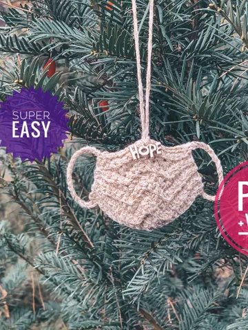 mini crochet mask ornament 2020 pattern PDF, christmas tree decorations 2020, quarantine 2020, hanging decoration digital instant download $3.50