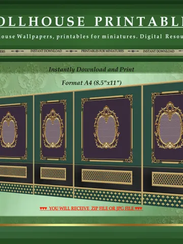 Wallpapers- Set 18-v1 | Printables for Dollhouses and Unique Miniature Projects | Digital Downloads | in Scale 1/12th $8.00
