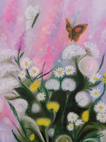 Oil Painting Waltz of Loving Moths Meadow Meadow Grass Butterflies Summer Landscape Nature Stretched Canvas 20 x16 inches 50 x40 cm Wall Decor Bedroom\Children's Room $388.00