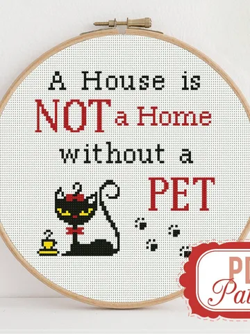 Cross stitch pattern a House is not a Home without a Pet Cross stitch pattern Cat Dog Paw Sweet Home PDF Format Instant Download Home decor $4.29