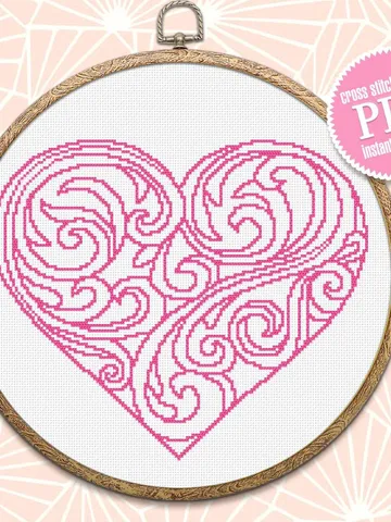 Heart mandala cross stitch pattern download PDF Simple mandala pattern digital Monochrome cross stitch chart Quick cross stitch sampler #M65 $4.60