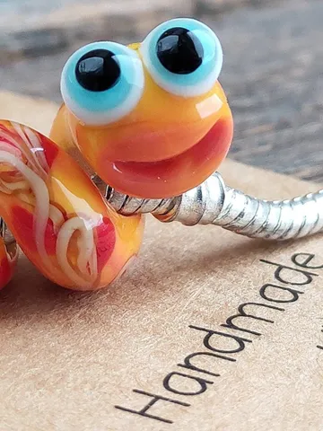 Snake beads Glass snake dread beads Large hole beads European beads European bracelet Snake Charm beads snake lampwork beads big hole bead $21.97