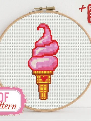 Cross stitch pattern Ice Cream Cross stitch pattern Food PDF Format Instant Download Home decor Modern $4.14