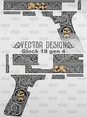 VECTOR DESIGN Glock 19 gen 4 Skulls and scrolls $130.00