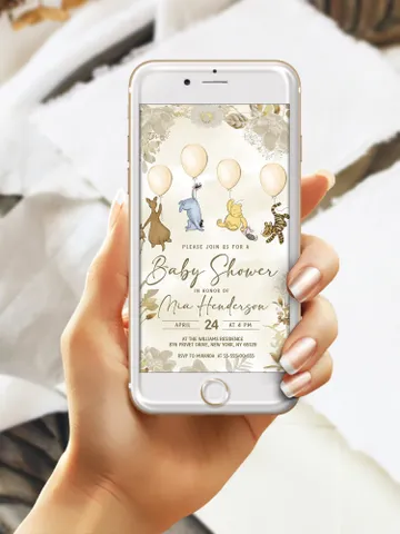 Classic Winnie Pooh Baby Shower Invitation; Neutral Baby Shower Template; Wizard Baby Shower Invite; Honey Bear Invite; Winnie Pooh wb12 $11.62