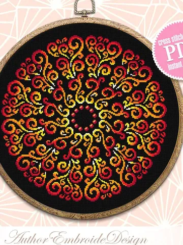 Colorful mandala cross stitch pattern PDF download Mandala ornament for hand embroidery PDF, Modern beginner stitch, DIY Home decor #M221 $4.60