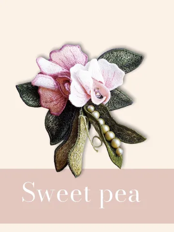 Sweet pea brooch FSL machine embroidery designs Free standing lace embroidery pattern 3D flower embroidery motif Flower FSLembroidery brooch $9.24