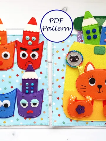 Color sorting Quiet book Pattern , Felt activity book pattern pdf, Soft sensory book template, Busy book sewing ideas for toddler $11.04