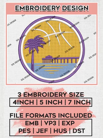 South Bay Lakers Basketball Team Logo Embroidery Designs, NBA G League Team Embroidery Files, Basketball Machine Embroidery Designs, NBA South Bay Lakers Team Logo, Sport Machine Embroidery Design, Digital Download $5.99