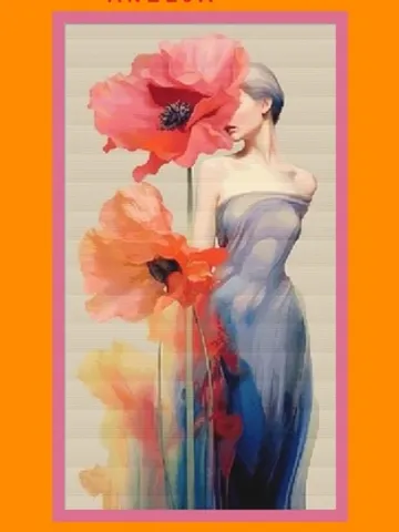 Cross stitch pattern picture Girl and poppies