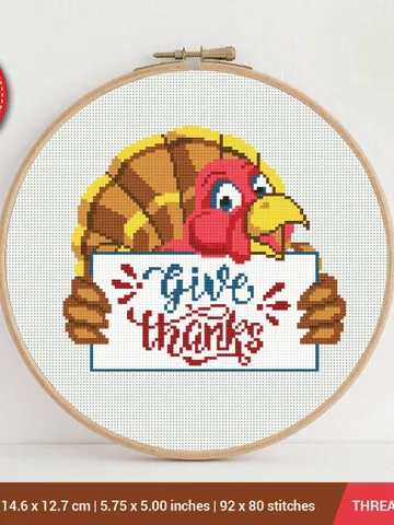 Thanksgiving day cross stitch pattern, Turkey, Holiday, Family decor, counted, chart, gift DIY, embroidery, instant PDF $5.49