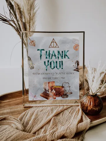 THANK YOU SIGN; Wizard Baby Shower; Magic School Baby Shower template; Instant Download; ms7 $7.55