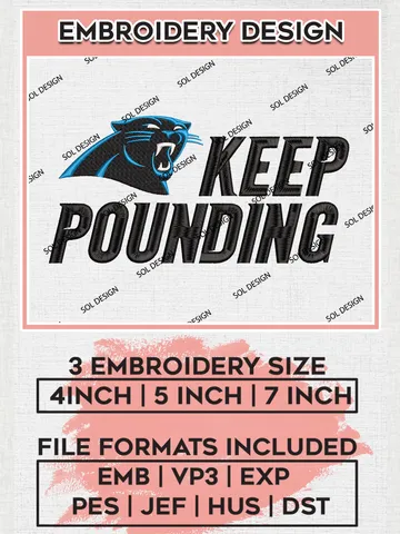 NFL Carolina Panthers Keep Pounding Embroidery Designs, NFL Panthers, NFL Embroidery Designs, NFL Carolina Panthers Machine Embroidery Design, Digital Download $6.99