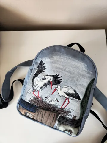 Stork backpack with embroidery