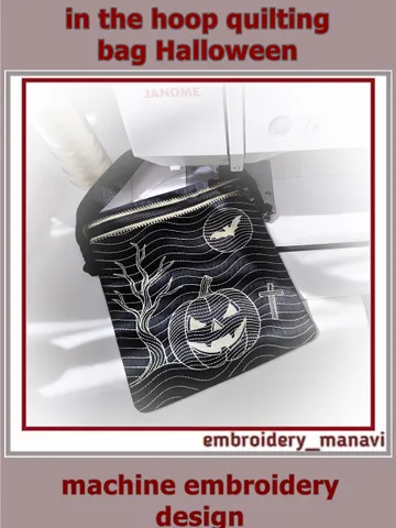 In The Hoop Embroidery Design Bag quilting Halloween with Lightning fastener ITH from Embroidery Manavi 05 $6.00