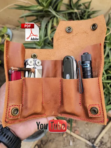 Leather knife bag pattern PDF | Multitool, flashlight holster | Sheath | tactical pen, organizer | Tutorial | Multitool Sheath Bag Purse $10.00