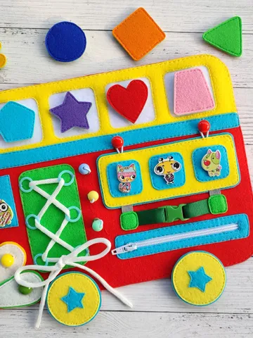 Felt montessori busy board pattern, Baby sensory board pdf, Quiet book pattern, Soft activity toys, Felt sewing pattern pdf for boys $14.94