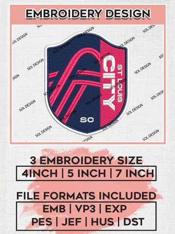 St. Louis CITY SC Logo Embroidery Designs, MLS Embroidery files, St. Louis CITY MLS Teams, Football, Digital Download