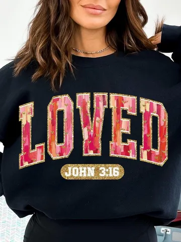 Christian Valentines Png, Loved John 3:16 Png, Bible Verse Png, XOXO Png, Brushstroke Valentine Png, Checkered Varsity Png, Digital File $3.34