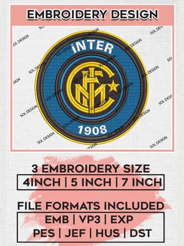 Inter Milan Machine Embroidery Design Files, Serie A Embroidery files, Serie A Internazionale Teams, Football, Digital Download