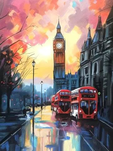 Big Ben London hand drawn pastel painting | Custom Cityscape painting from photo $65.00
