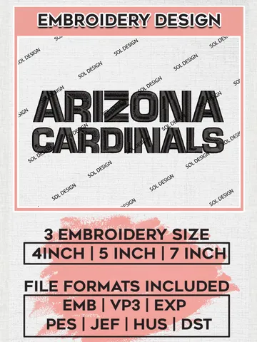 NFL Arizona Cardinals Wordmark Logo Embroidery Designs, NFL Cardinals, NFL Embroidery Designs, NFL Arizona Cardinals Machine Embroidery Design, Digital Download