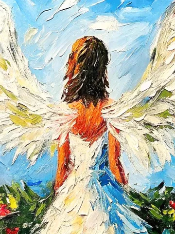 Angel Oil Painting Angel Wings Impasto Original Fine Art Woman Angel Wall Art Decor Christmas Gifts by ArtProkopaloSv $180.00