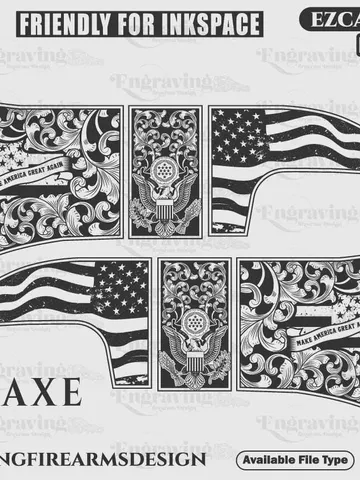 Fire Axe Scroll With USA Flag SVG Ai8,lasercut,laserengraving,fiberlaser,engravingfiles,laserpattern,engravingdesign,engravingpattern,axeart $49.99
