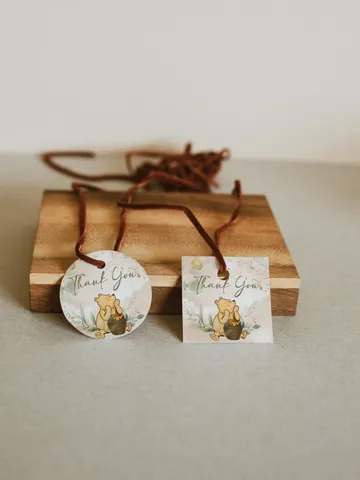 Editable Favor tag Winnie the Pooh; Winnie the Pooh Baby Shower; Printable thank you tag sticker; Pooh Party Decoration; WP4 $8.13