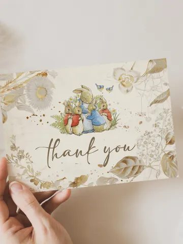 Editable Thank you card Peter Rabbit First Birthday party thank you; Peter Rabbit Party; Classic taleof Peter Rabbit Party Birthday ; pr1 $10.45