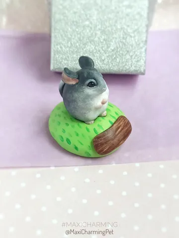 Handmade tiny chinchilla memorial figurine (pre-order)