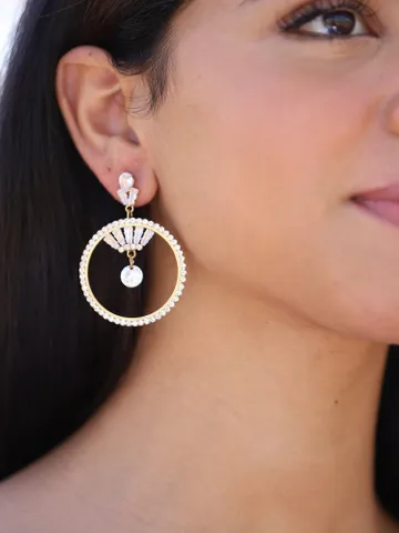 Art Deco Hoop Wedding Earrings, Swarovski Bridal Earrings, Bridesmaid Gift, Boho Wedding Earrings, Boho Wedding Earrings, Vintage Jewelry $72.00