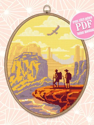 Zion national park cross stitch pattern download PDF Monument Valley cross stitch Arizona Utah cross stitch modern Adventure awaits #L22 $4.60