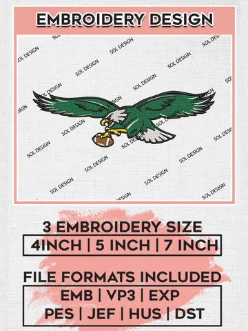 Philadelphia Eagles Mascot Embroidery Design Files, NFL Eagles, NFL Logo Embroidery Files, NFL Philadelphia Eagles Machine Embroidery Design, Digital Download