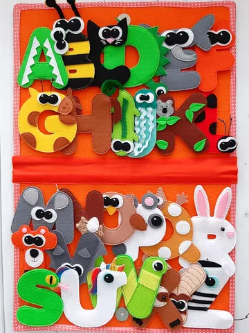 Felt alphabet pattern, ABC Quiet book Pattern , First montessori alphabet felt book tutorial pdf, Felt board letters sewing for toddler $18.83