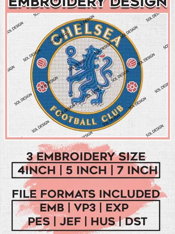 Chelsea Embroidery Designs, Premier League Embroidery, EPL Embroidery Designs, EPL Chelsea Embroidery Designs $6.99
