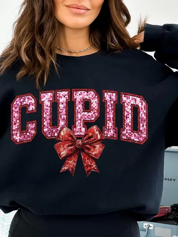 Valentines Coquette Bow,Faux Sequin Cupid Vibes Valentines Sublimation Design, Valentine’s Day Digital Design, Cupid PNG, trendy pink vday $3.34
