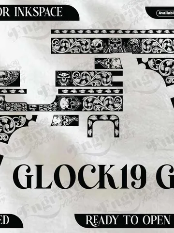 Glock19 Gen3 Scroll Design,lasercut,laserengraving,fiberlaser,engravingfiles,metalart $40.00
