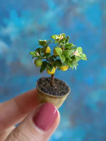 MINIATURE Lemon tree in a ceramic pot | Dollhouse miniatures $76.00