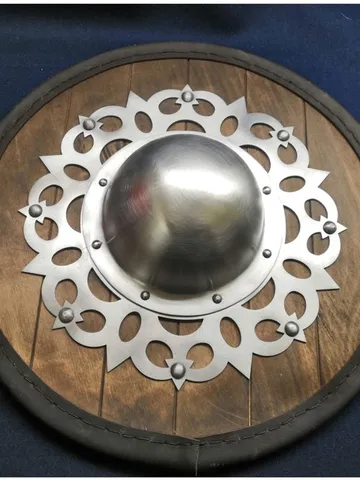 Shield steel wood - for reenactors - forged steel - hand forged umbon - buckler $750.00