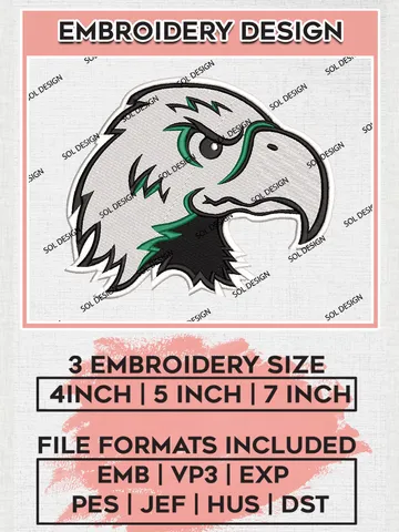 Eastern Michigan Eagles Embroidery Designs, NCAA Logo Embroidery Files, NCAA Eastern Michigan Eagles Logo, NCAA Embroidery Designs, Machine Embroidery Designs, Digital Download $6.99