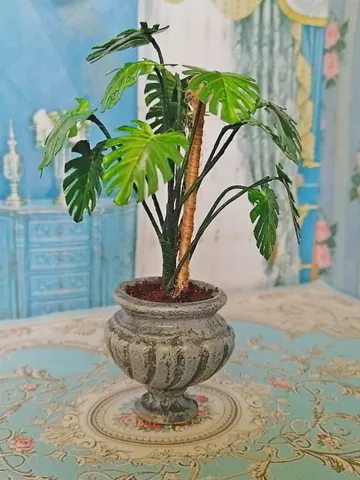 Flower in a pot. Dollhouse miniature.Completely handmade.1:12 scale. $58.00