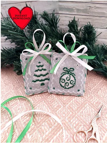 Set of 2 Christmas Tree lace ornament cross stitch pattern pdf $1.00