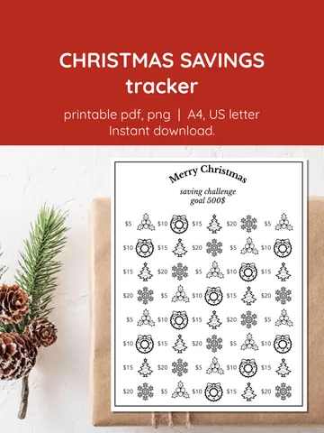 Modern Christmas Savings Tracker. Minimalist Holiday Planner. Digital & Printable savings tracker. Christmas finance sheet. Savings goal chart. fFestive budget printable
