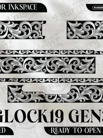 Glock19 Gen3 Scroll Design,lasercut,laserengraving,fiberlaser,engravingfiles,metalart $40.00